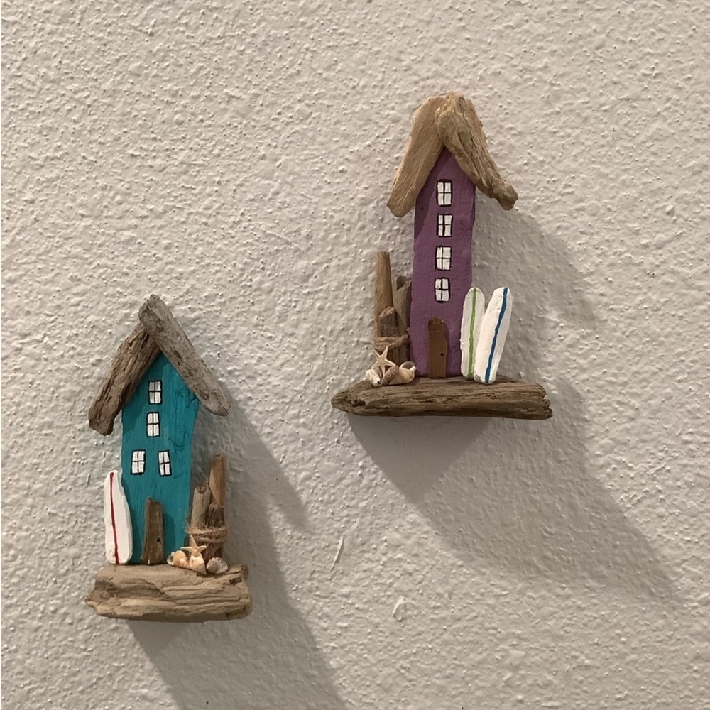 Driftwood Art, Pair of Driftwood Beach Houses, Driftwood Beach Art,Coastal Decor